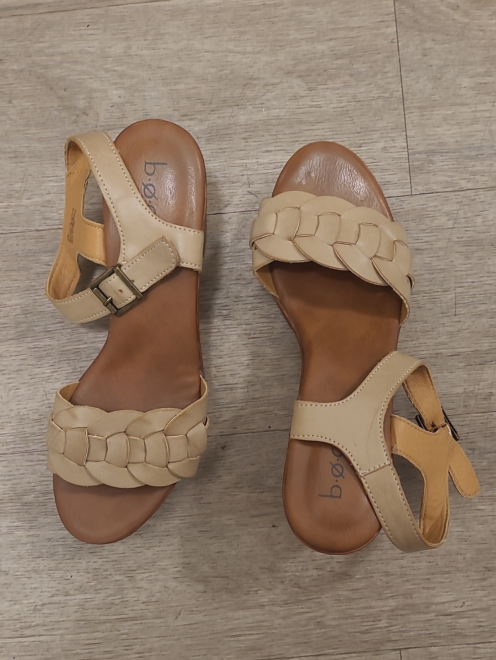 Beige Braided Strap Women's Sandals - Picture 2 of 7